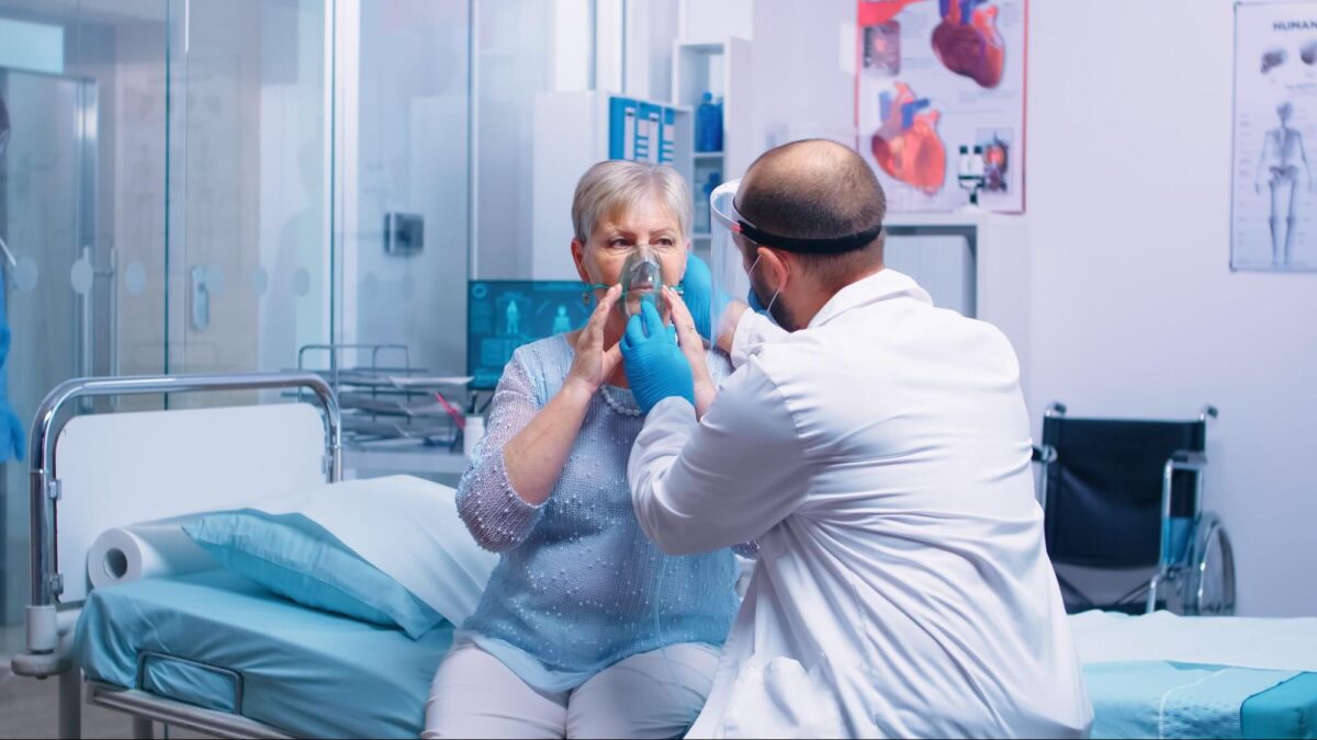 patient during detection test with healthcare provider