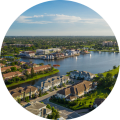 Aerial view of neighborhoods and canals in Hialeah Florida representing Centella Florida medical imaging solutions