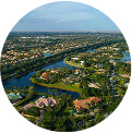Aerial view of Weston neighborhoods and waterways representing Centella Florida medical imaging solutions