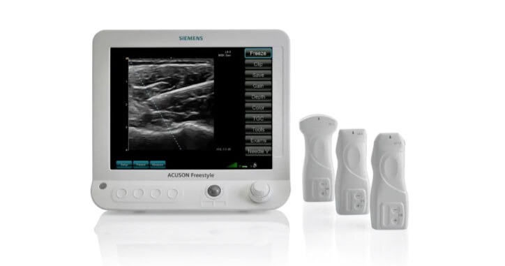 Siemens Healthineers ultrasound machine and probes representing Centella ultrasound solutions as part of West Palm Beach medical imaging solutions