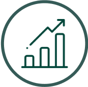Bar chart icon representing Centella 98+% percent equipment uptime across West Palm Beach medical imaging solutions