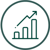 Bar chart icon representing Centella 98+% percent equipment uptime across Weston medical imaging solutions